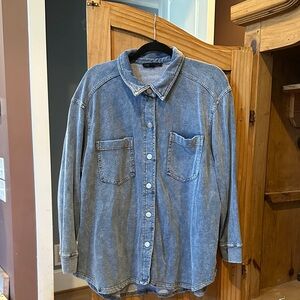 Jane and Delancey Blue Button-Up Blouse